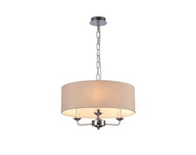 DK0013  Banyan 45cm 3 Light Pendant Polished Chrome, Nude Beige/Moonlight